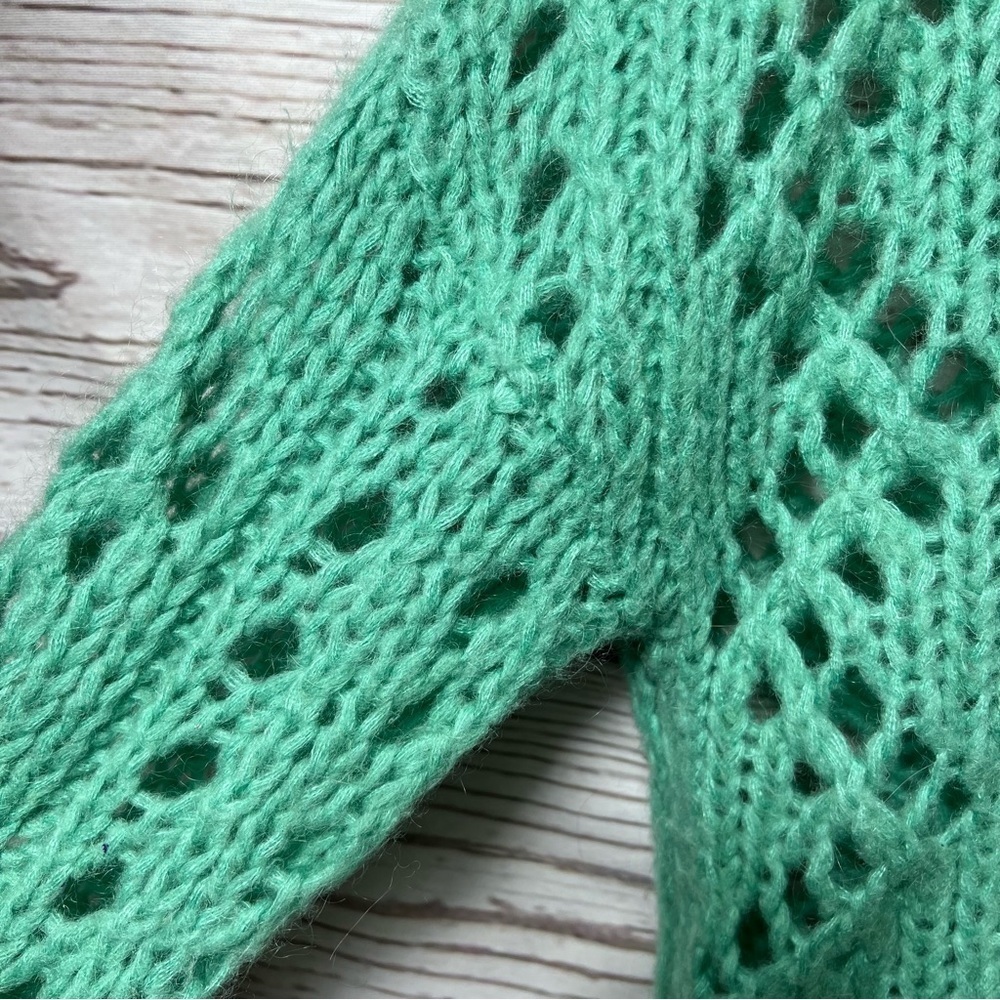 Free People Mint Green Chunky Open Cable Knit Sweater - Picture 4 of 8